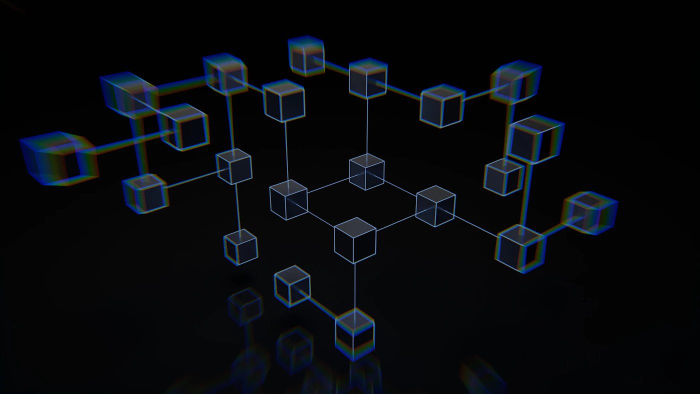 Representação abstrata de uma rede digital protegida em tons escuros